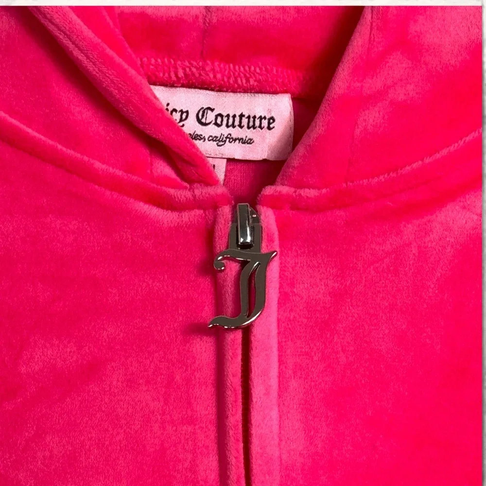 Juicy Couture Tracksuit Women L Pink Y2K Rhinestone Velour Hoodie Pants - Picture 4 of 15